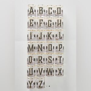 Anthropologie The Bistro Tile Monogram Old Fashioned Glass Letter E NWT